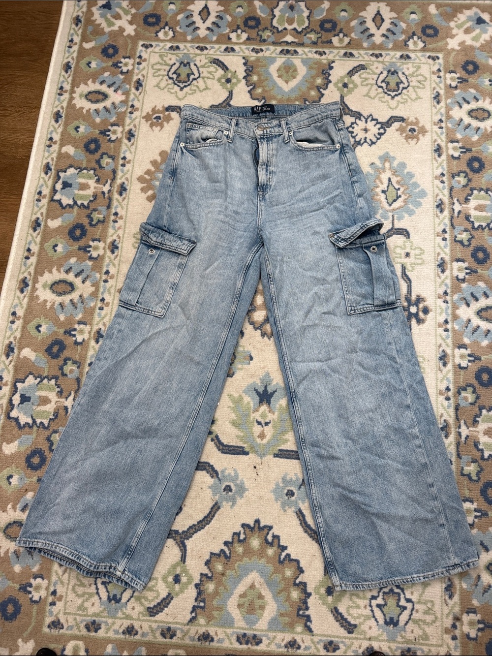 GAP Light Blue Wide-Leg Cargo Jeans